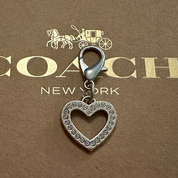 Coach Silver-tone Pave Crystal Heart Wristlet Bag Charm - Picture 1 of 5